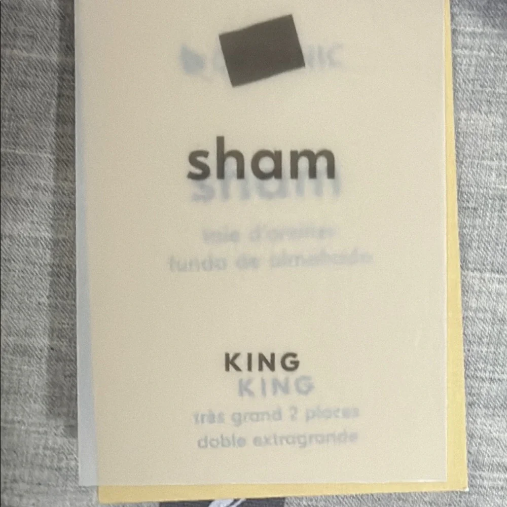 West Elm Pleated Grid Heather Gray Shams King NWT